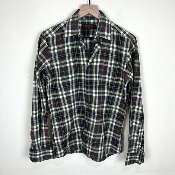 Etro Green Plaid Button Up‎ Shirt Men’s S 37 - Picture 1 of 9